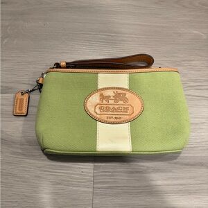Coach 10th anniversary Hampton kisslock green wristlet pouch